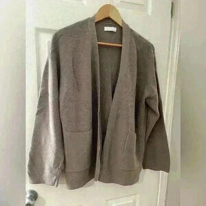 Oak + Fort 100% cotton open cardigan w/ pockets tan mocha size  xs oversized